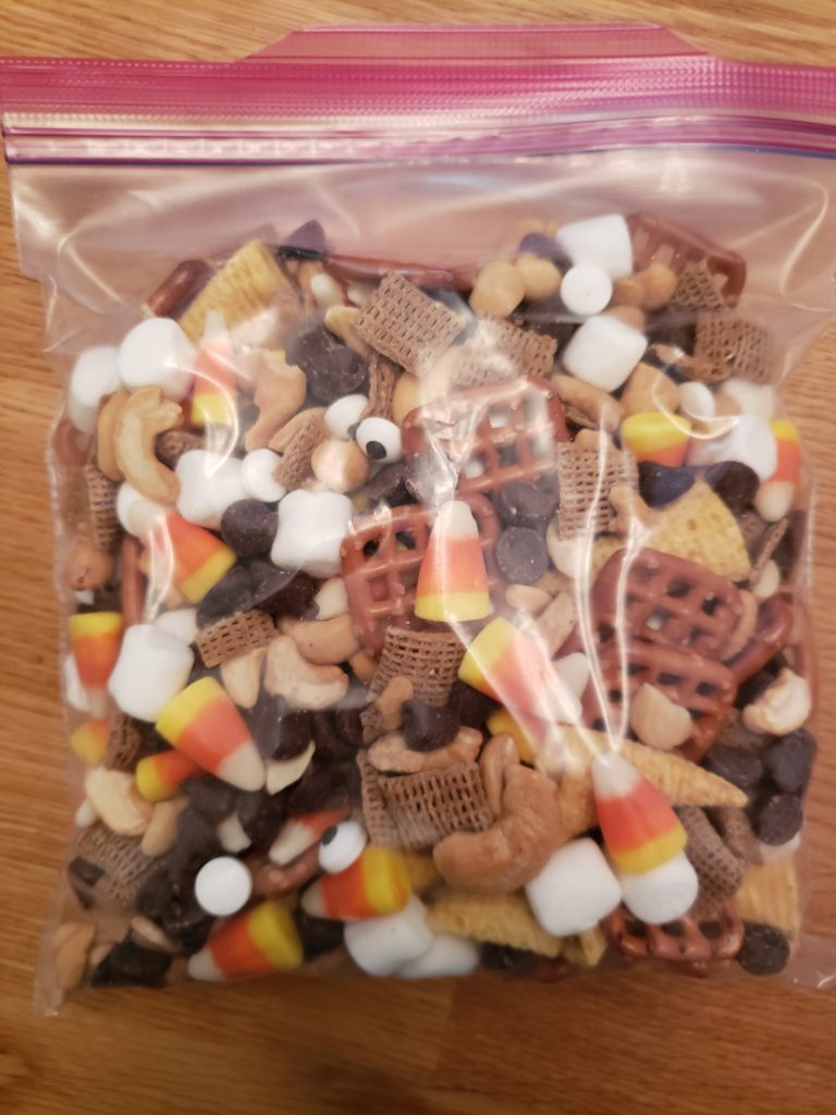 Halloween Scary and Gross Snack Mix in quart bag