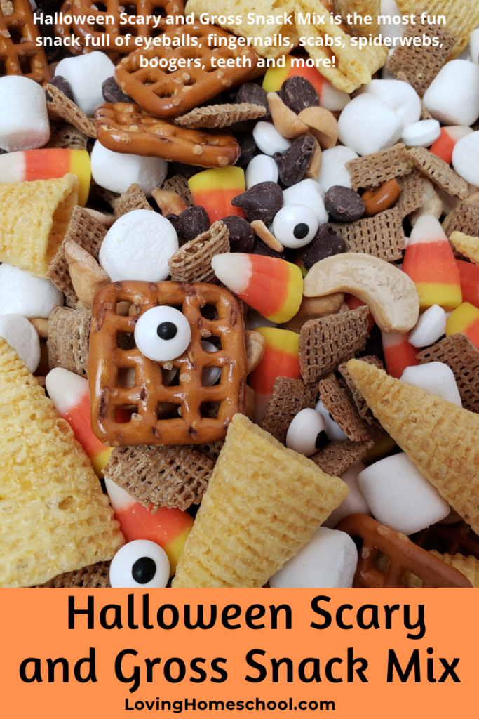 Halloween Scary and Gross Snack Mix Pinterest pin