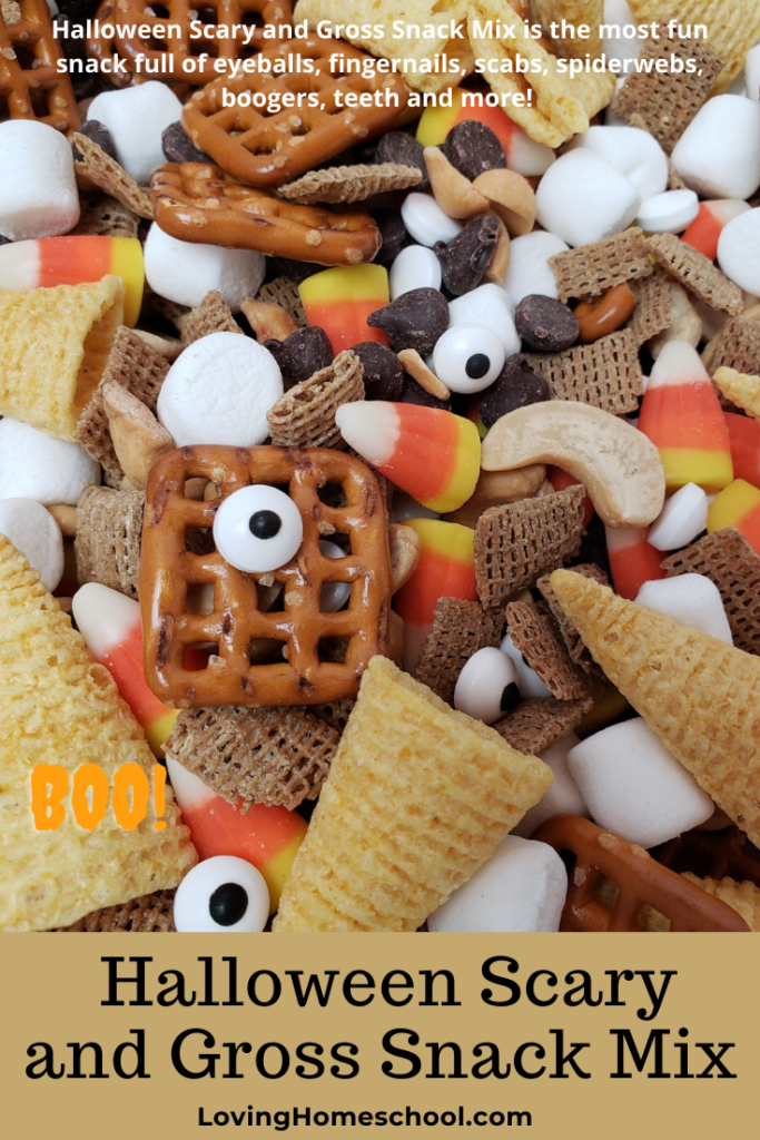 Halloween Scary and Gross Snack Mix Pinterest pin