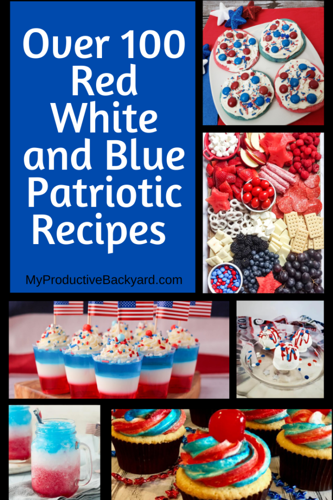 Over 100 Red White and Blue Patriotic Recipes Pinterest pin collage