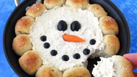 Image for Skillet Dip Snowman Christmas Appetizer (Hot Chicken Dip)