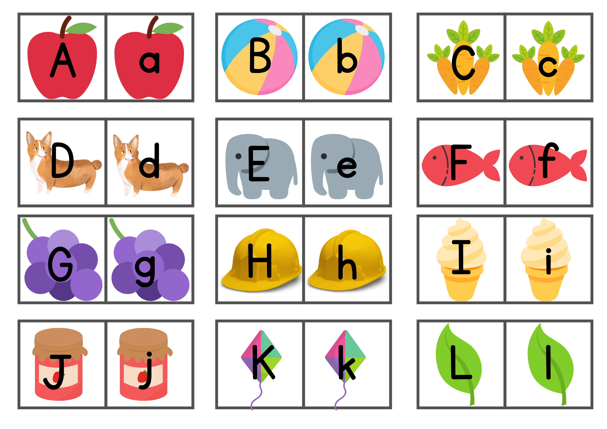 Free Printable ABC Memory Matching Game