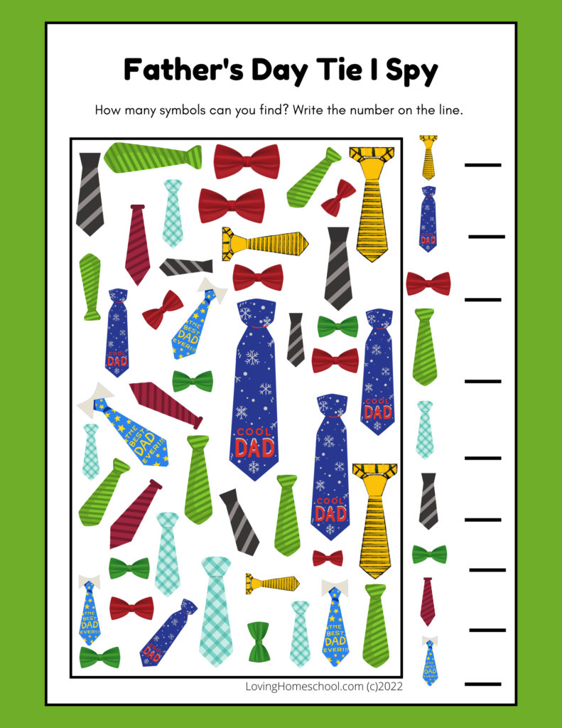 Father’s Day I Spy Ties Printables