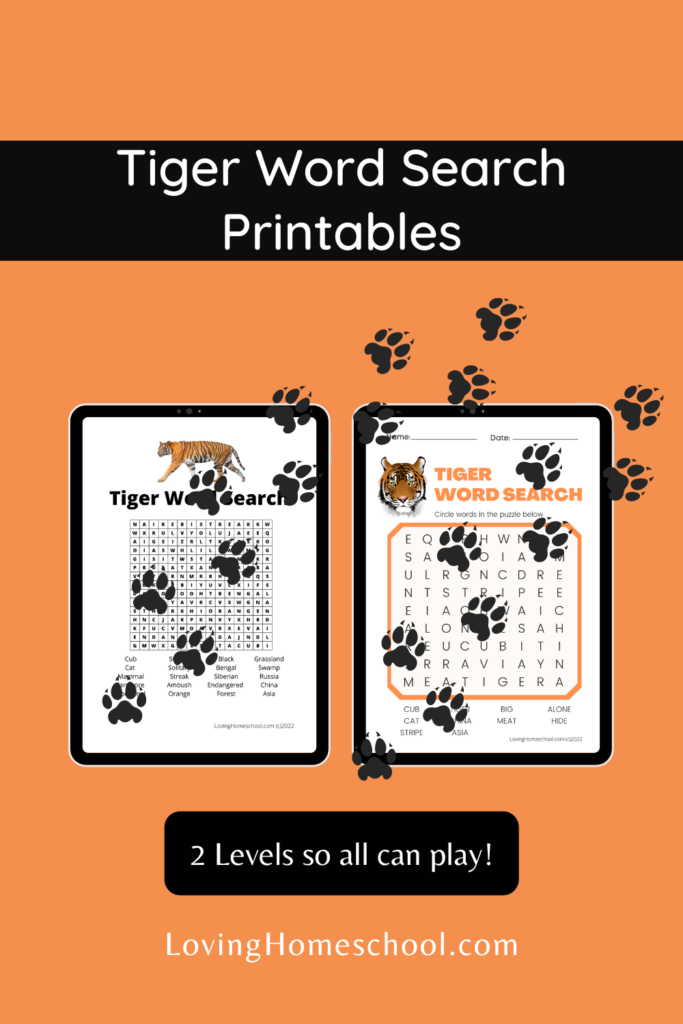 Tiger Word Search Printables Pinterest Pin