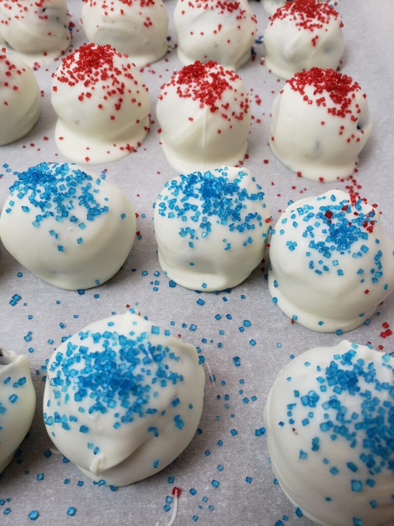 Patriotic truffles on parchment paper