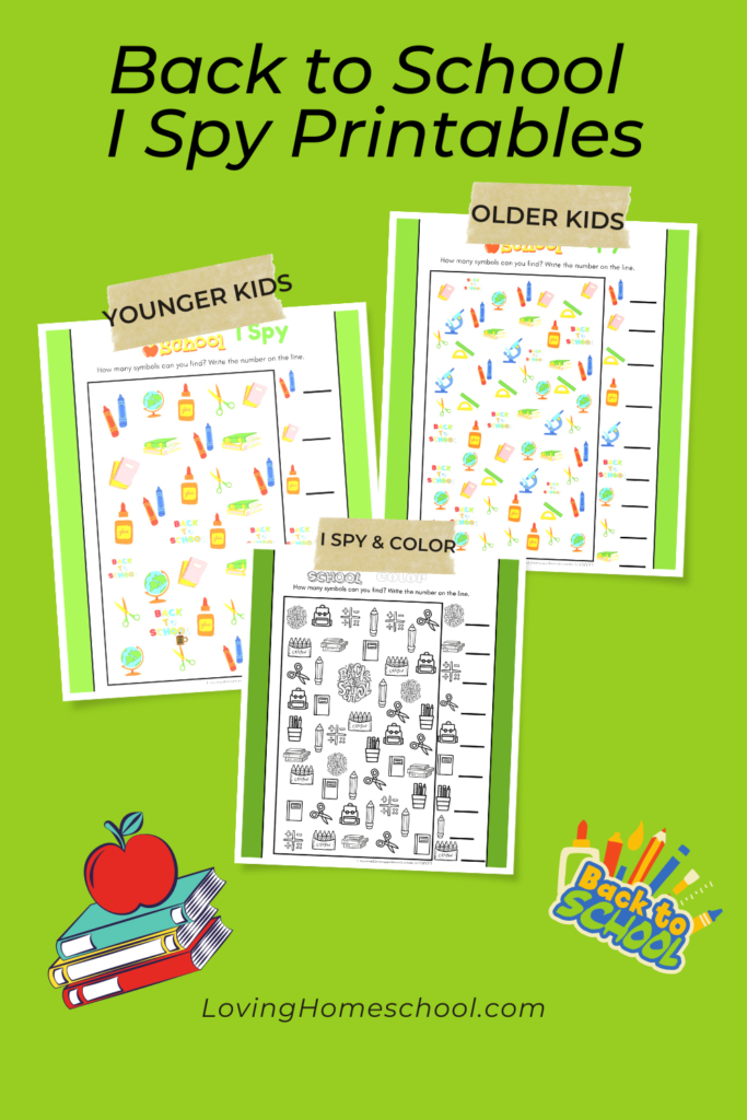 Back to School I Spy Printables Pinterest pin