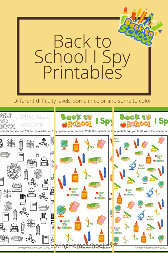 Back to School I Spy Printables Pinterest pin