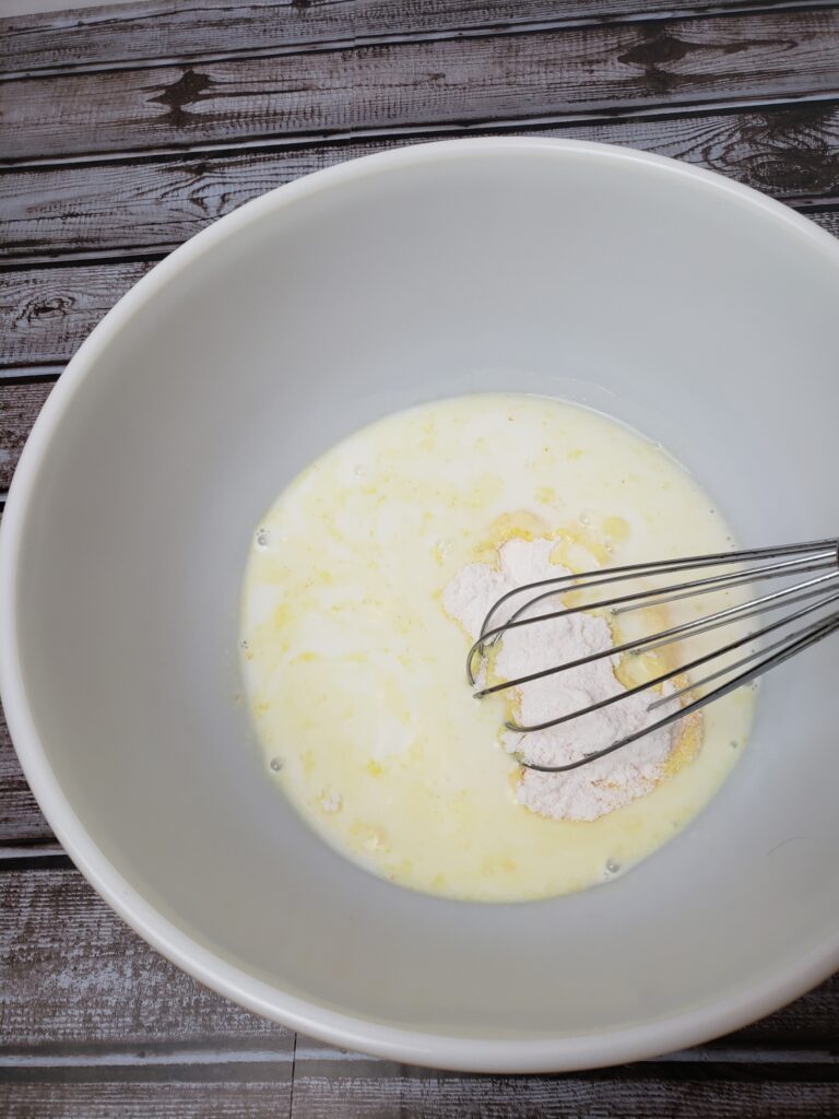 milk and pudding mix in bowl