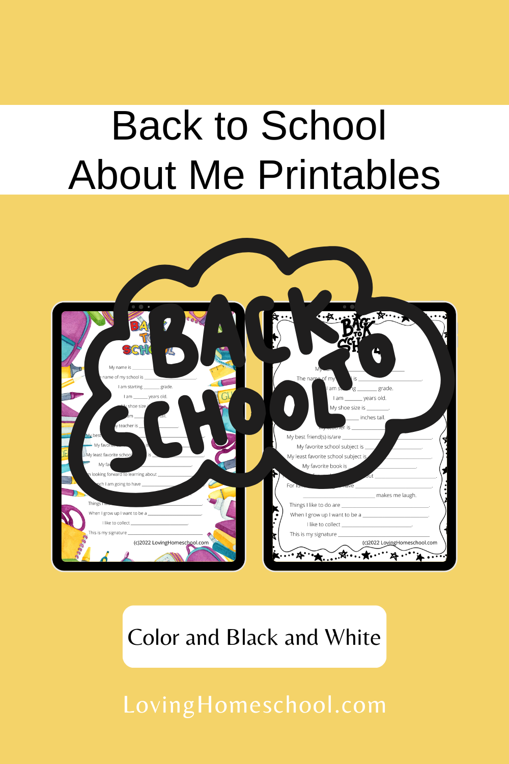 Back to School About Me Printables Pinterest Pin
