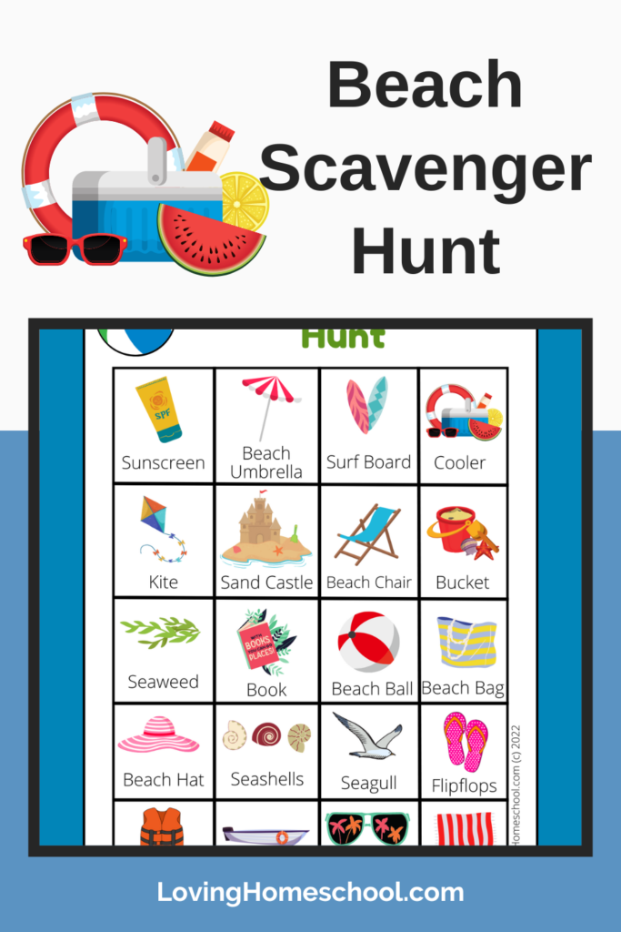 Beach Scavenger Hunt Pinterest Pin