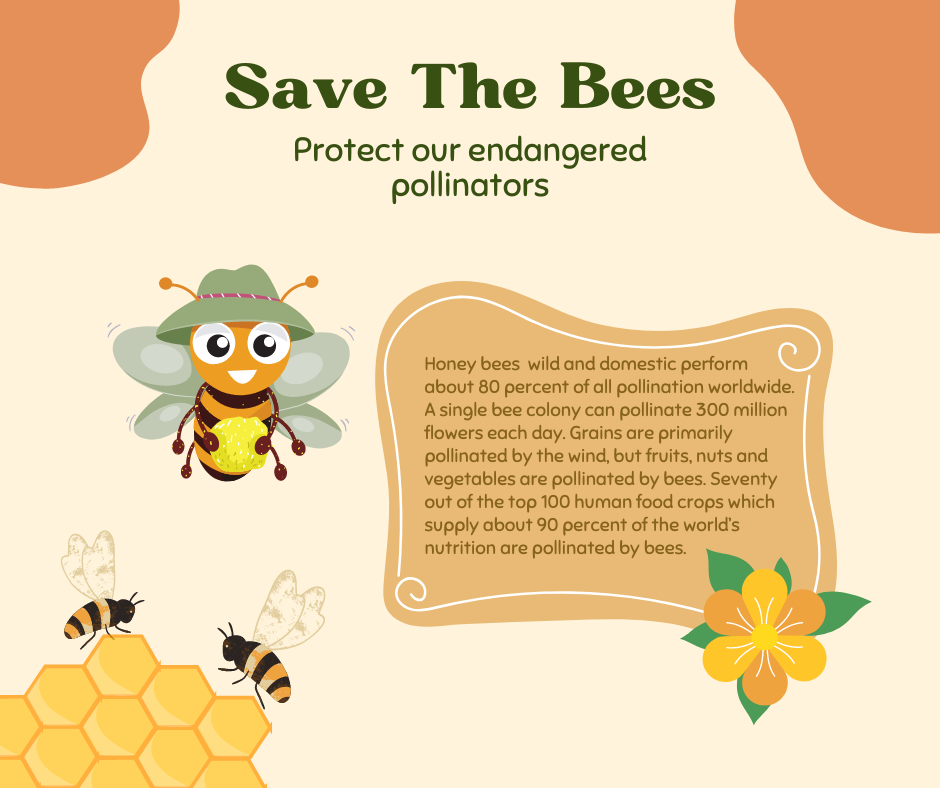 Cream Playful Save The Bees Facebook Post