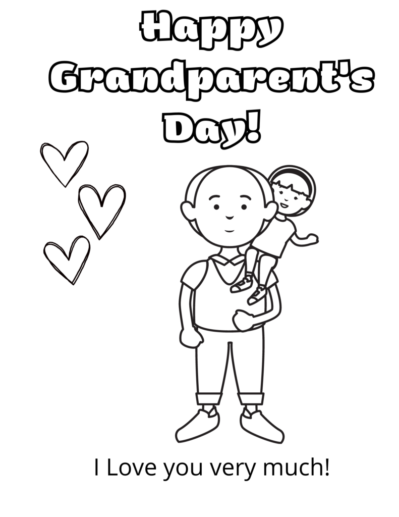 Grandfather with Granddaughter Coloring Page