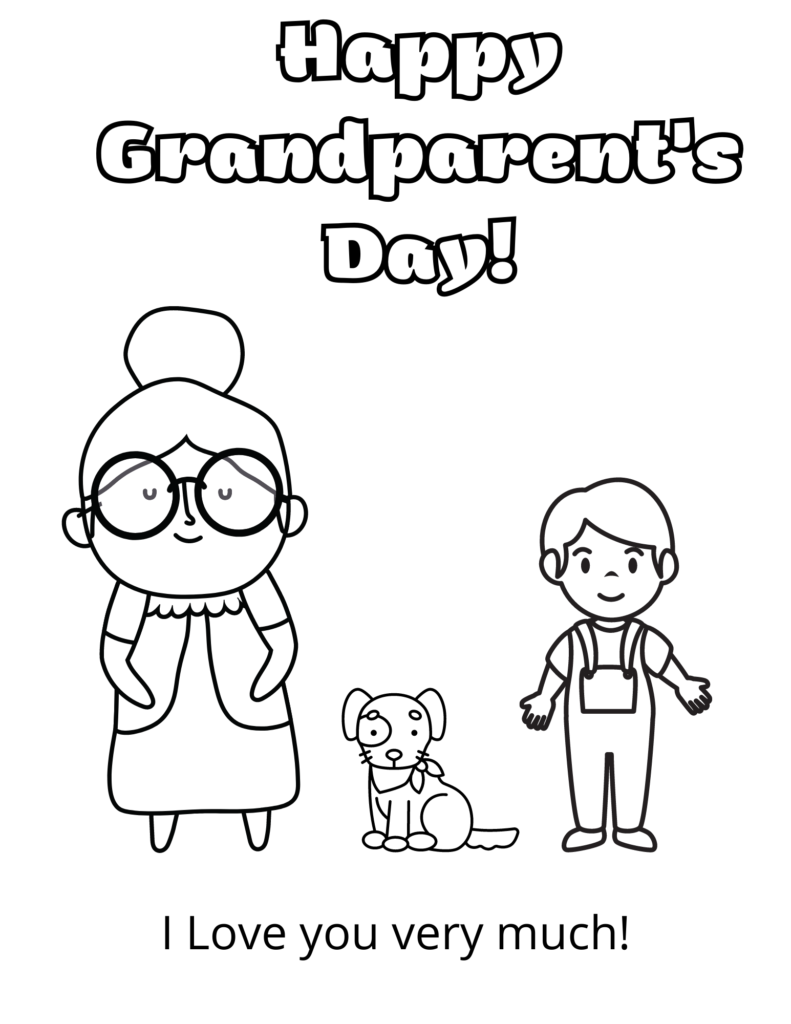 Grandmother with Grandson Coloring Page