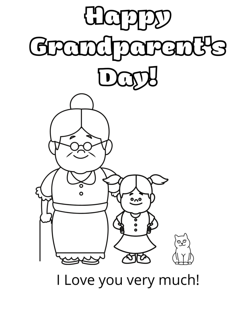 Grandmother with Granddaughter Coloring Page