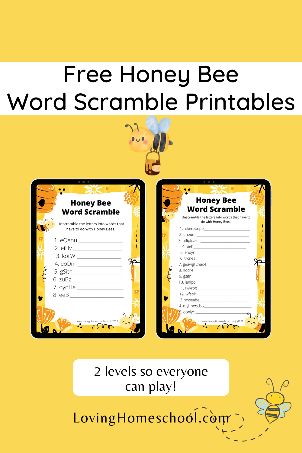Honey Bee Word Scramble Printables Pinterest Pin