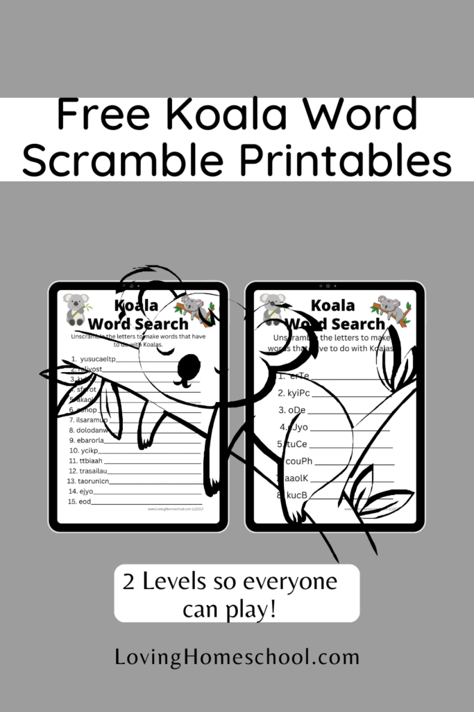 Free Koala Word Scramble Printables Pinterest Pin