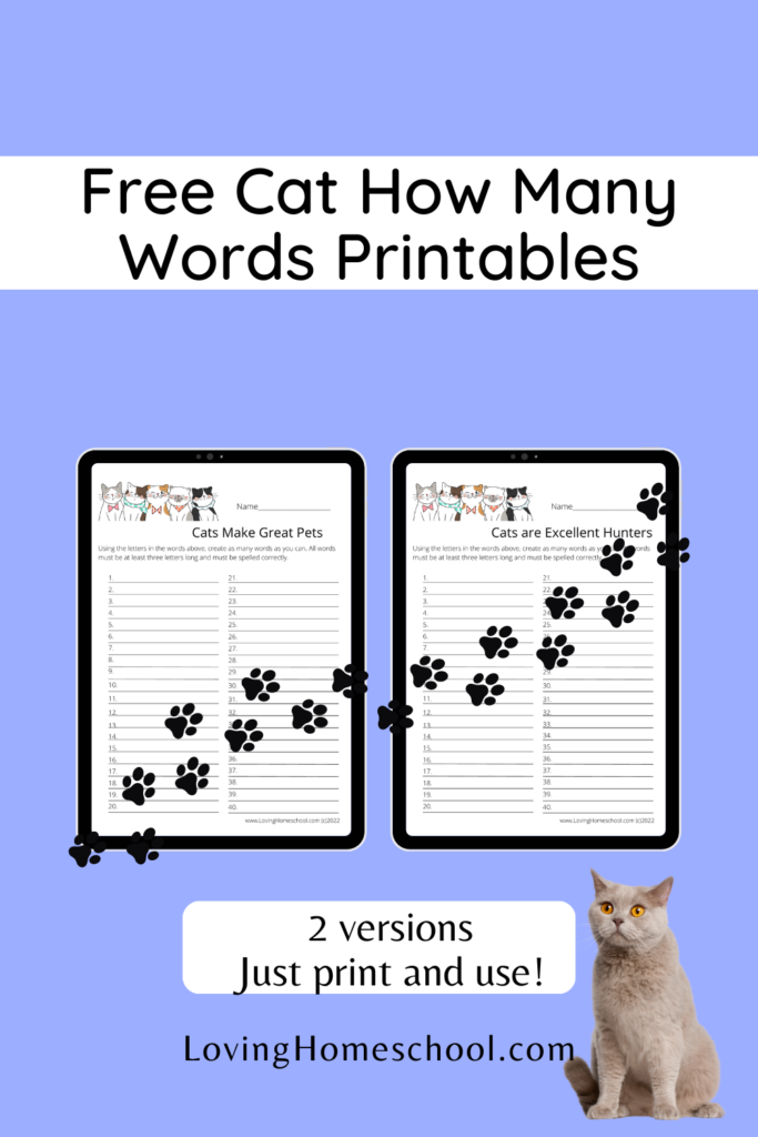 Cat How Many Words Printables Pinterest Pin