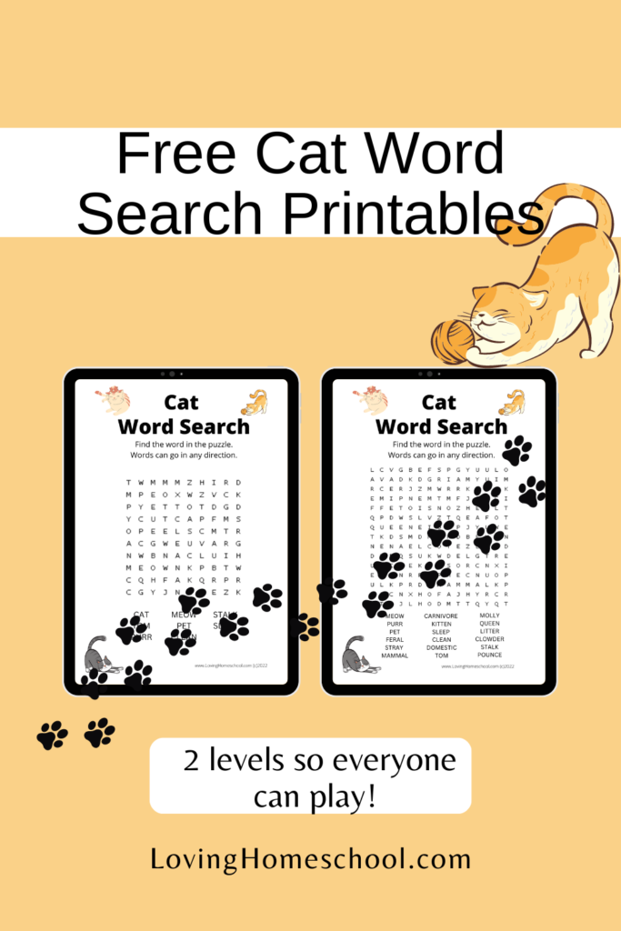 Cat Word Search Printables Pinterest Pin