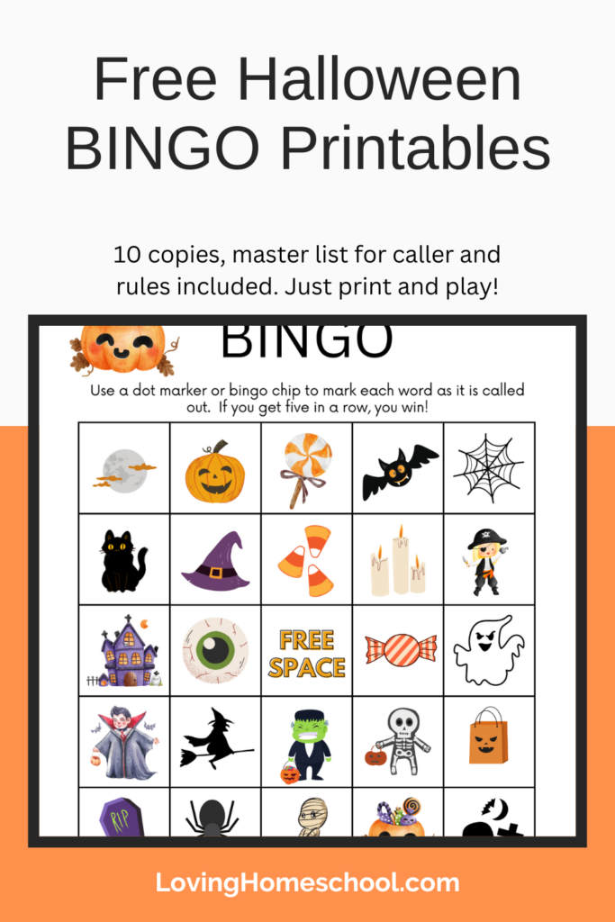 Free Halloween BINGO Printables Pinterest Pin