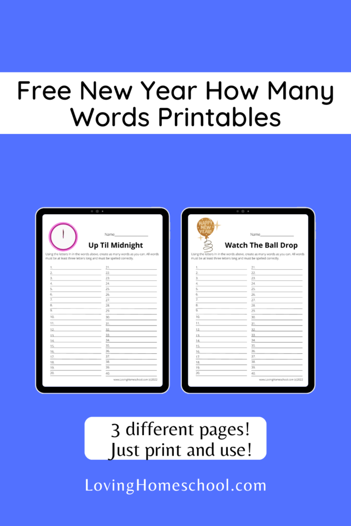 Free New Year How Many Words Printables Pinterest Pin