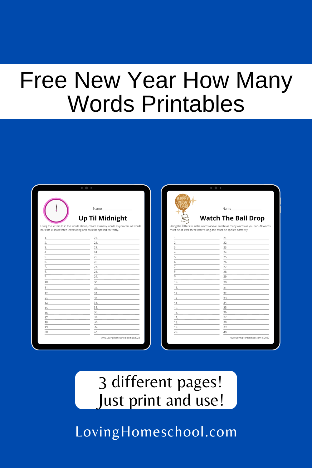 Free New Year How Many Words Printables Pinterest Pin