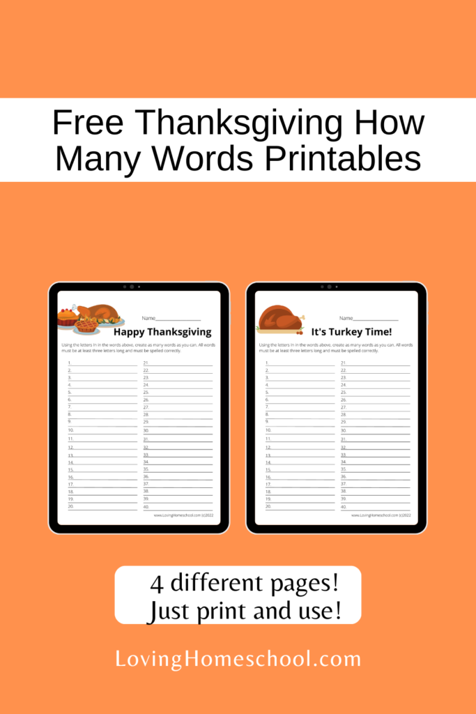 Free Thanksgiving How Many Words Printables Pinterest Pin