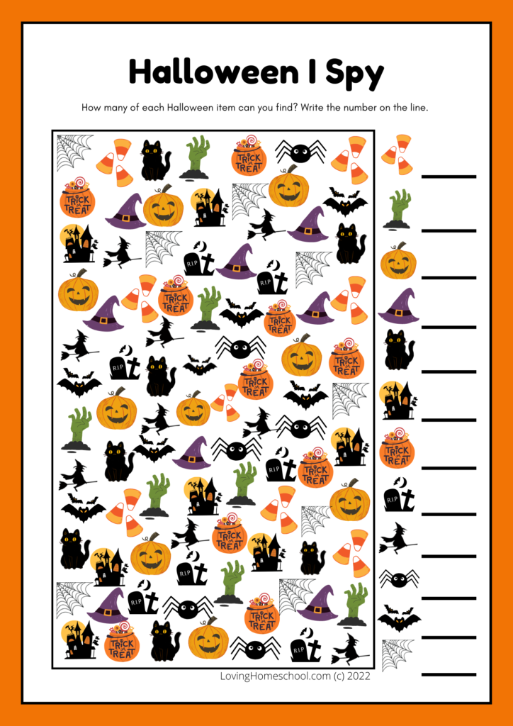 7 Halloween I Spy Printables - LovingHomeschool.com