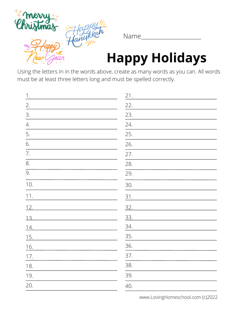 How many words Happy Holidays