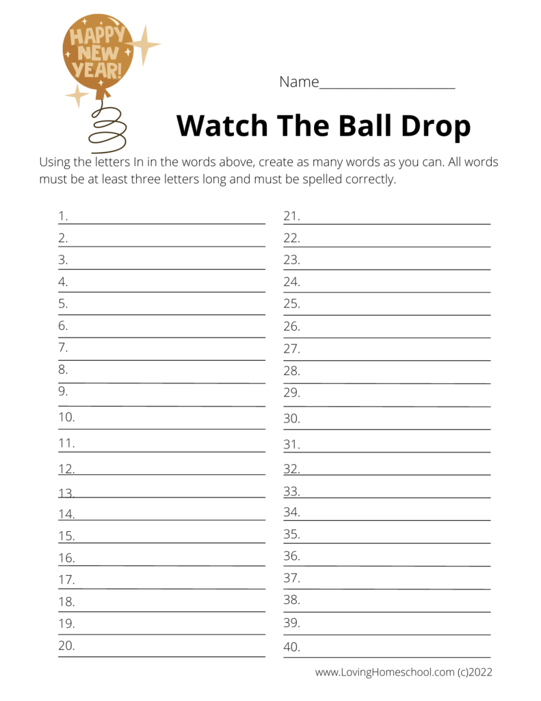 How many words Watch The Ball Drop