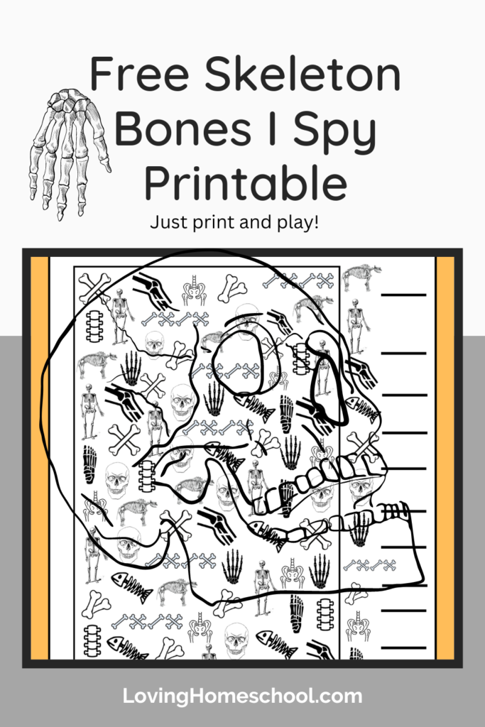 Skeleton Bones I Spy Printable Pinterest Pin