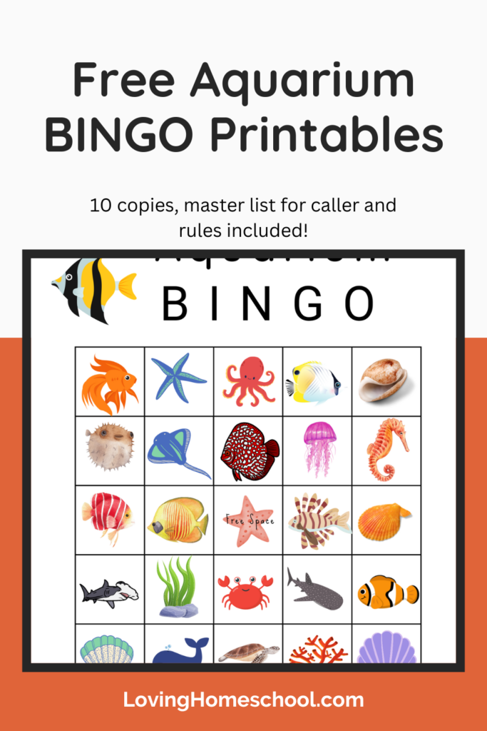 Free Aquarium BINGO Printables Pinterest Pin