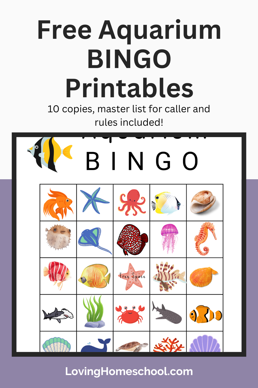Free Aquarium BINGO Printables Pinterest Pin