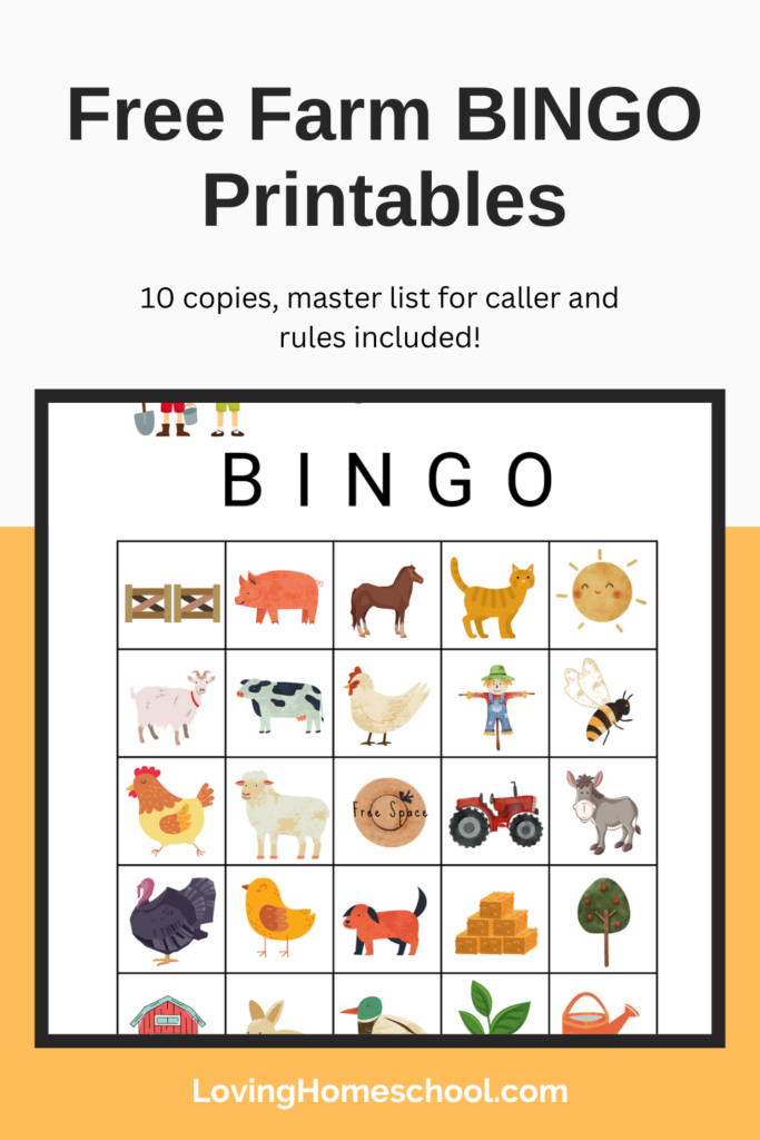 Free Farm BINGO Printables Pinterest Pin