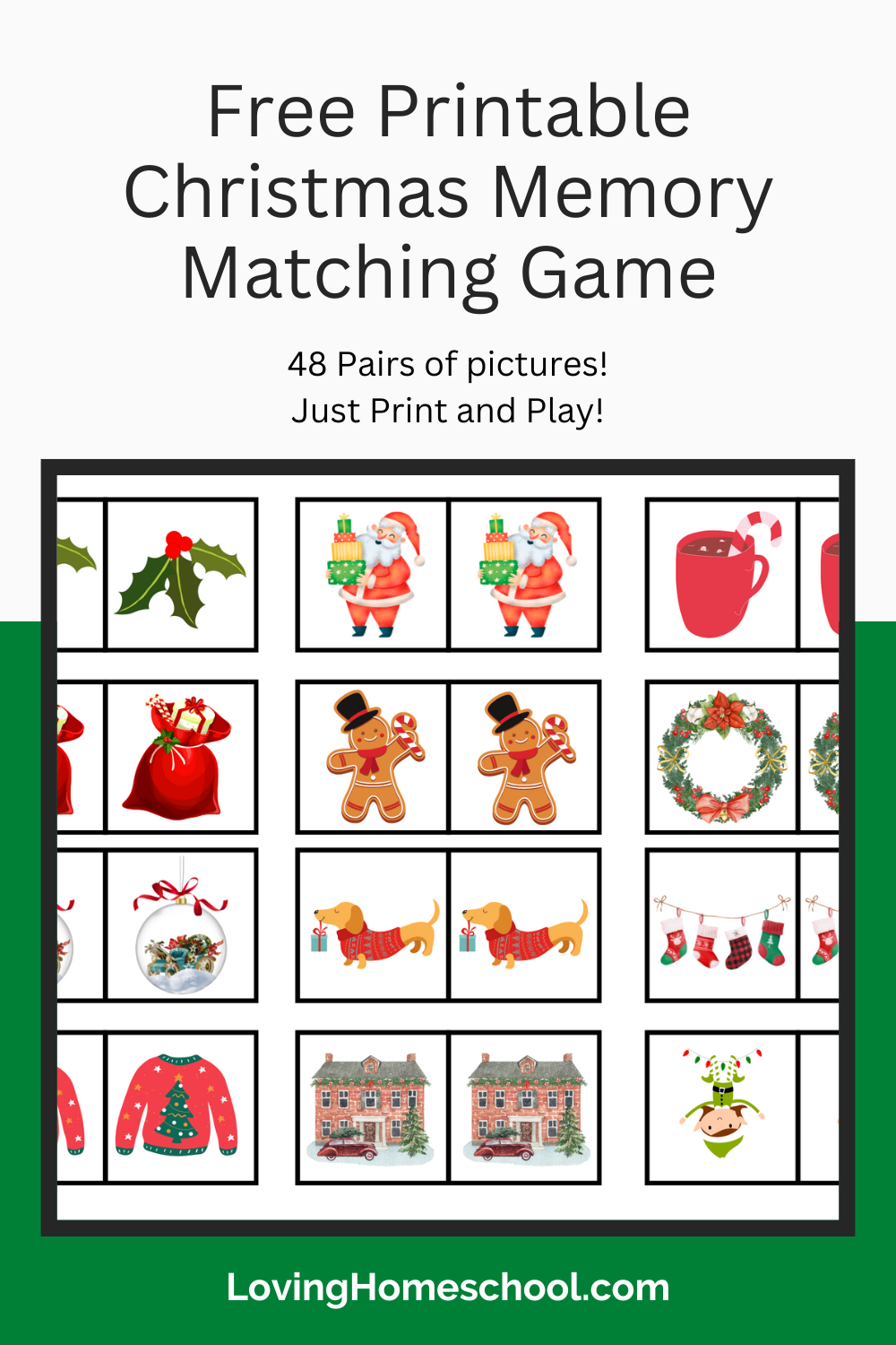 Free Printable Christmas Memory Matching Game Pinterest Pin