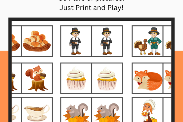 Free Printable Thanksgiving Memory Matching Game Pinterest Pin