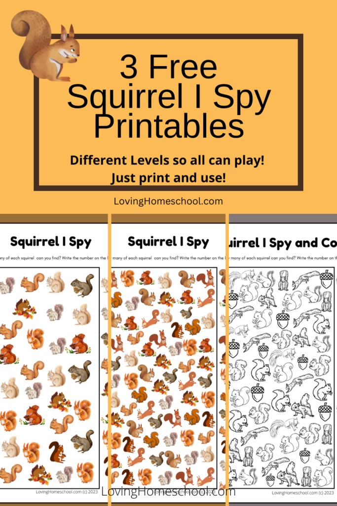 3 Squirrel I Spy Printables Pinterest Pin