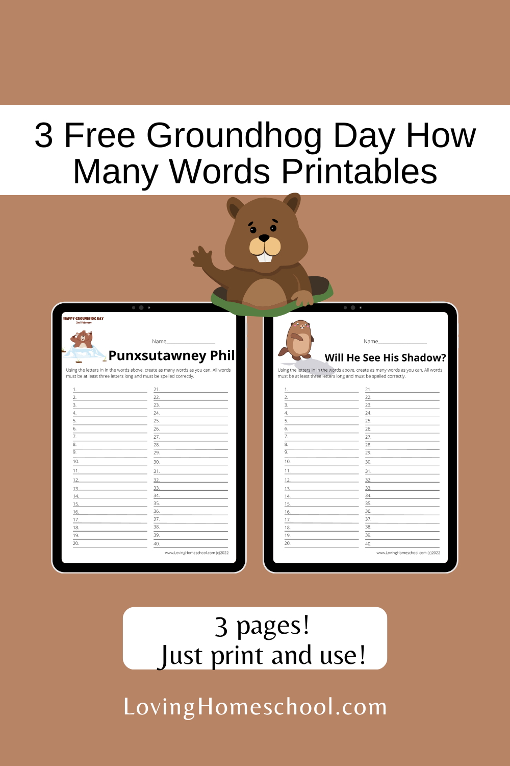 Free Groundhog Day How Many Words Printables Pinterest Pin