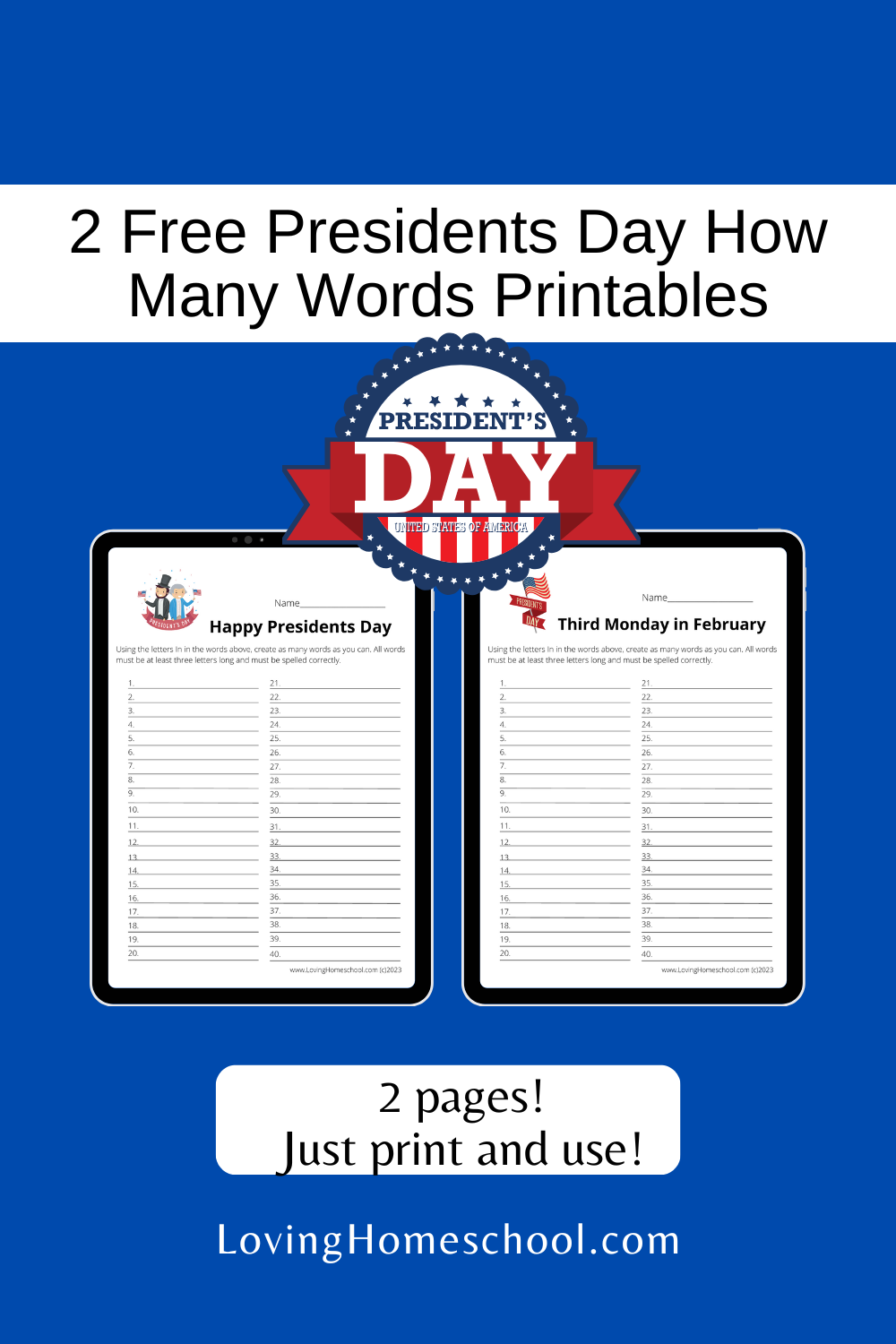 Free Presidents Day How Many Words Printables Pinterest Pin