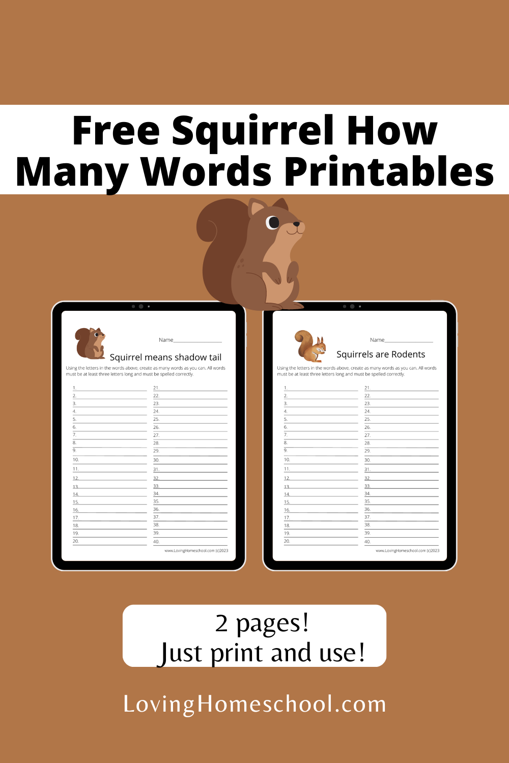 Free Squirrel How Many Words Printables Pinterest Pin