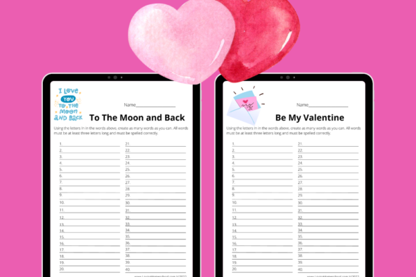 Free Valentine’s Day How Many Words Printables Pinterest Pin