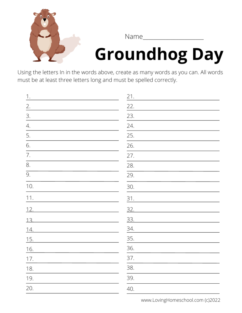 Groundhog Day How many words