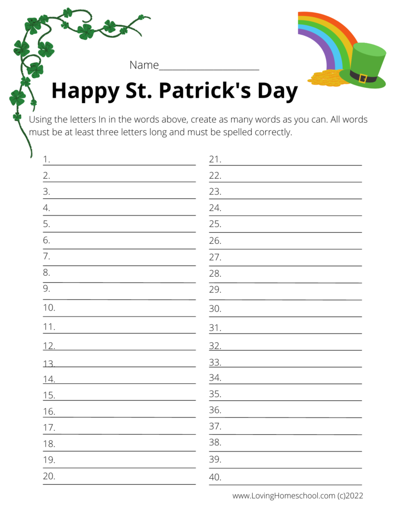 Happy St Patricks Day How many words