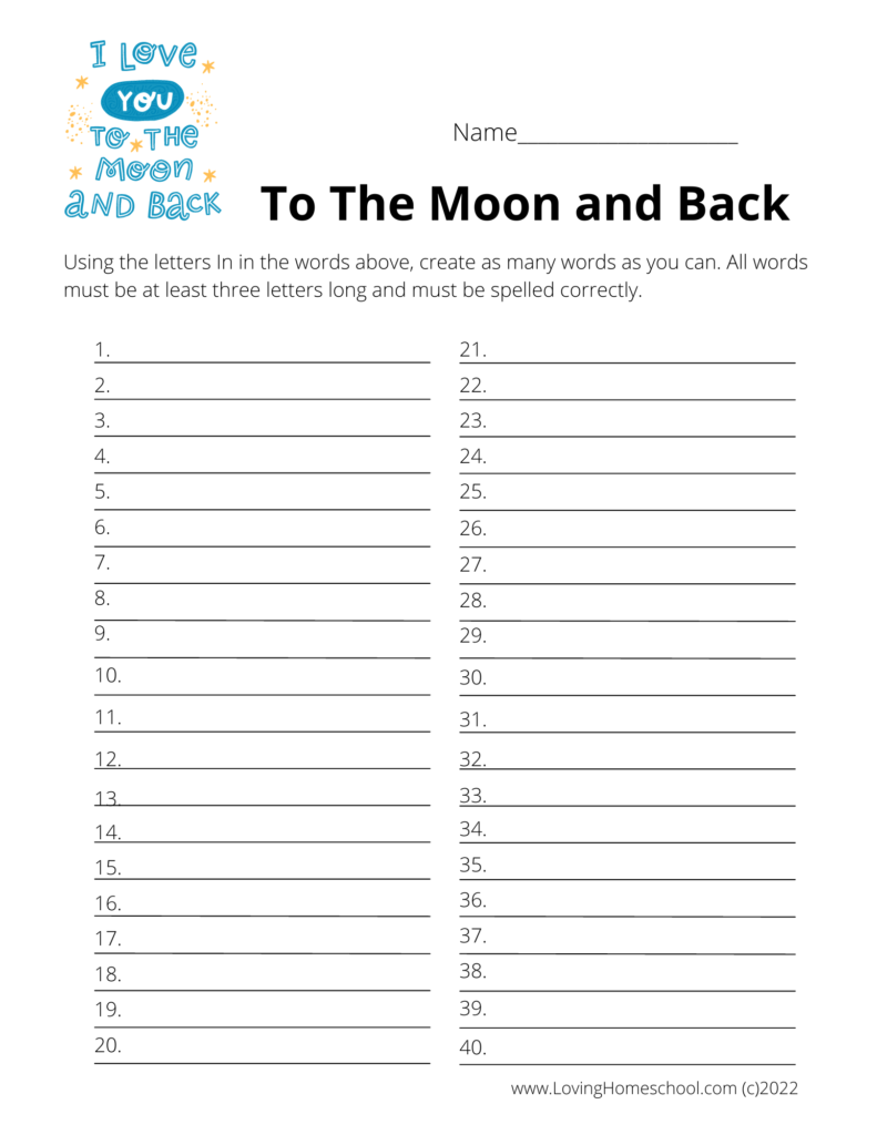 To the Moon and Back How many words