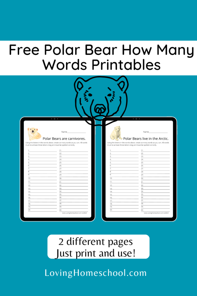 Free Polar Bear How Many Words Printables Pinterest Pin