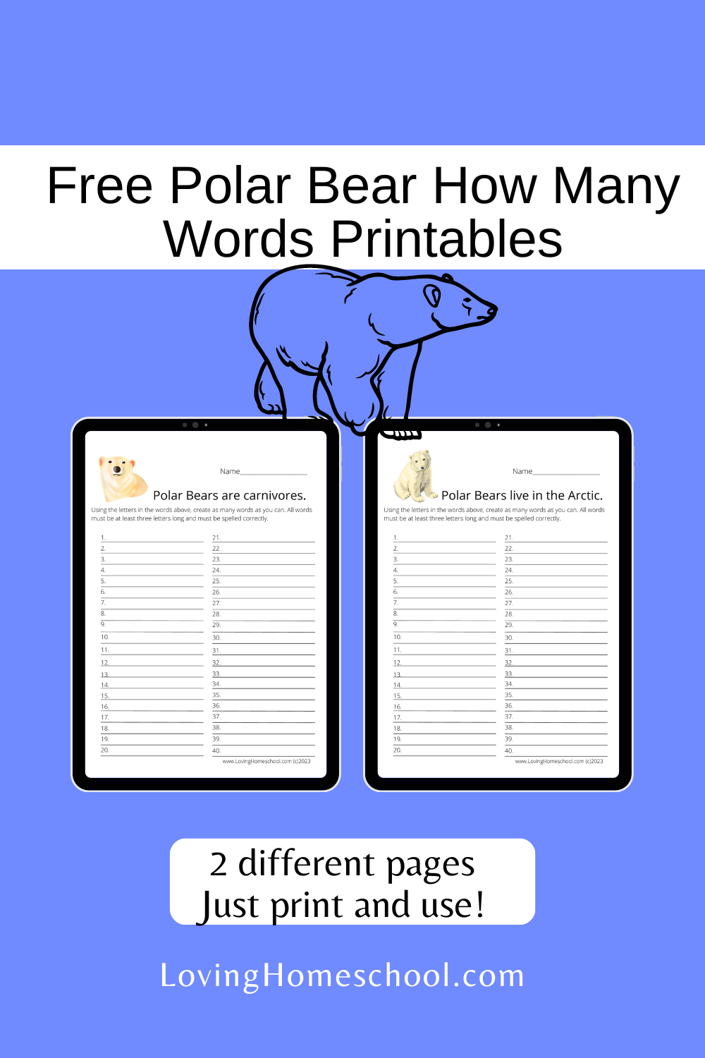 Free Polar Bear How Many Words Printables Pinterest Pin