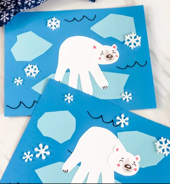 polar bear handprint craft