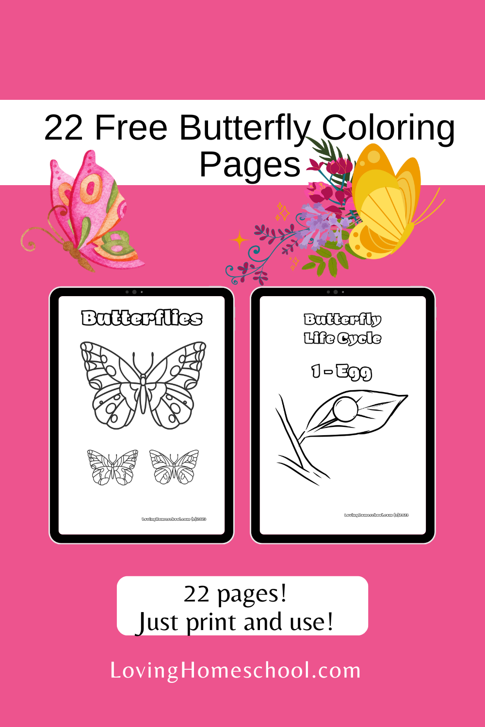 22 Free Butterfly Coloring Pages Pinterest Pin