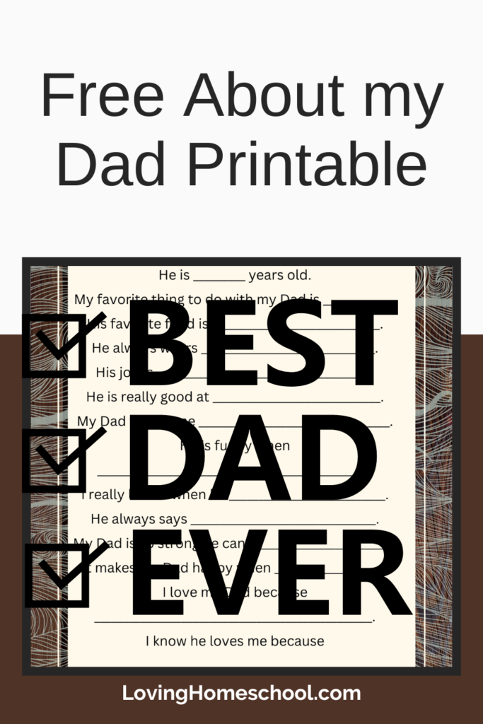 About my Dad Printable Pinterest Pin