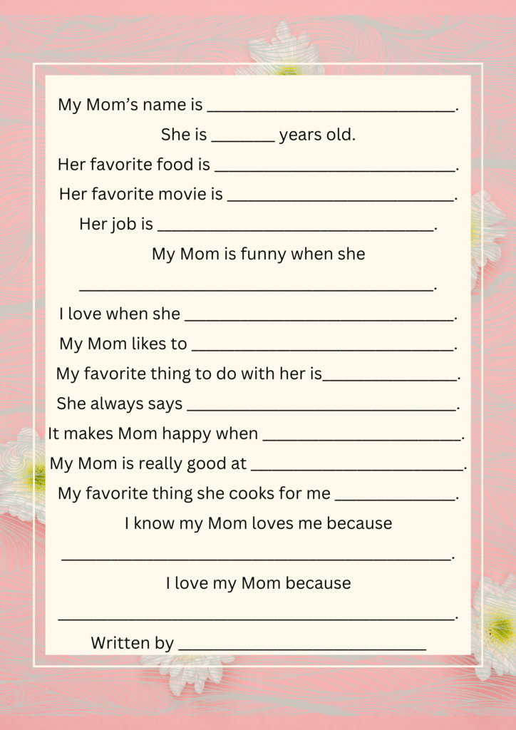 About my Mom Printable