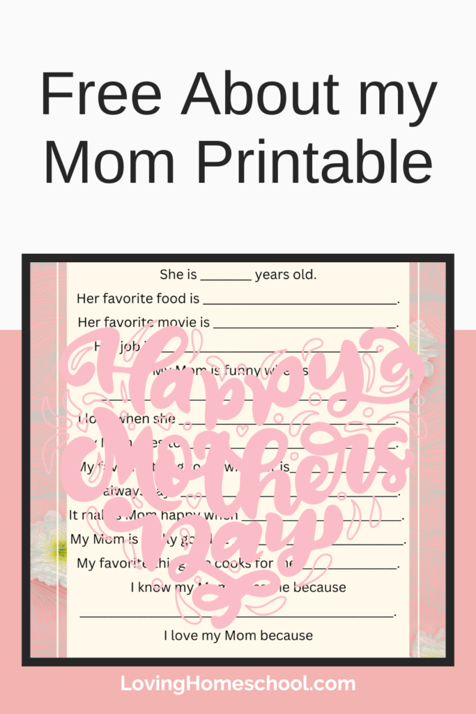 About my Mom Printable Pinterest Pin